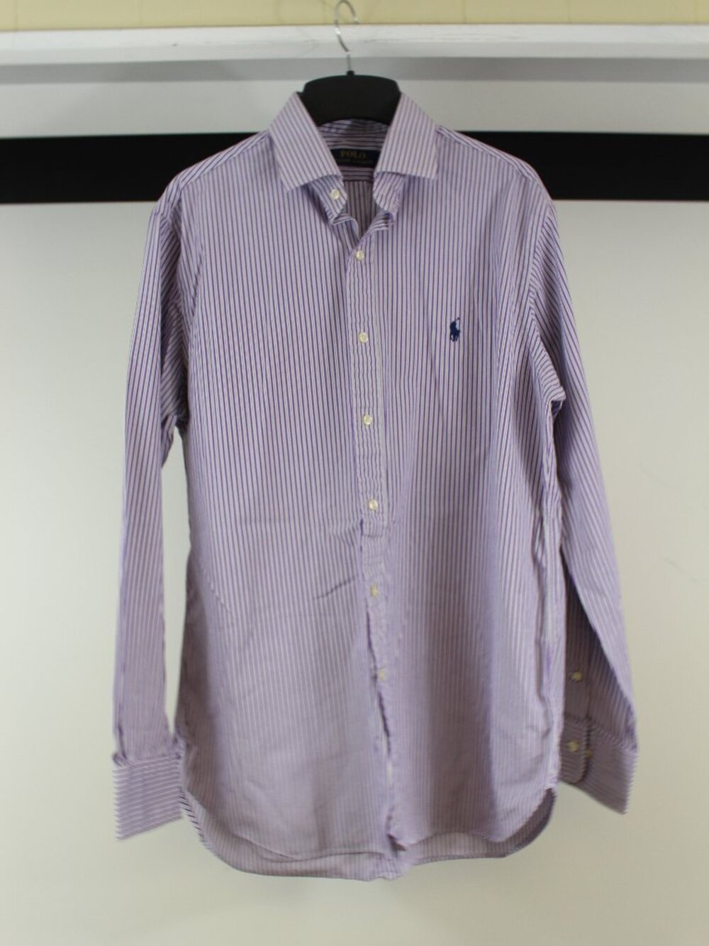 Polo Ralph Lauren Dress Shirt 16 34/35 Purple‎ Stripe Button Down Cotton